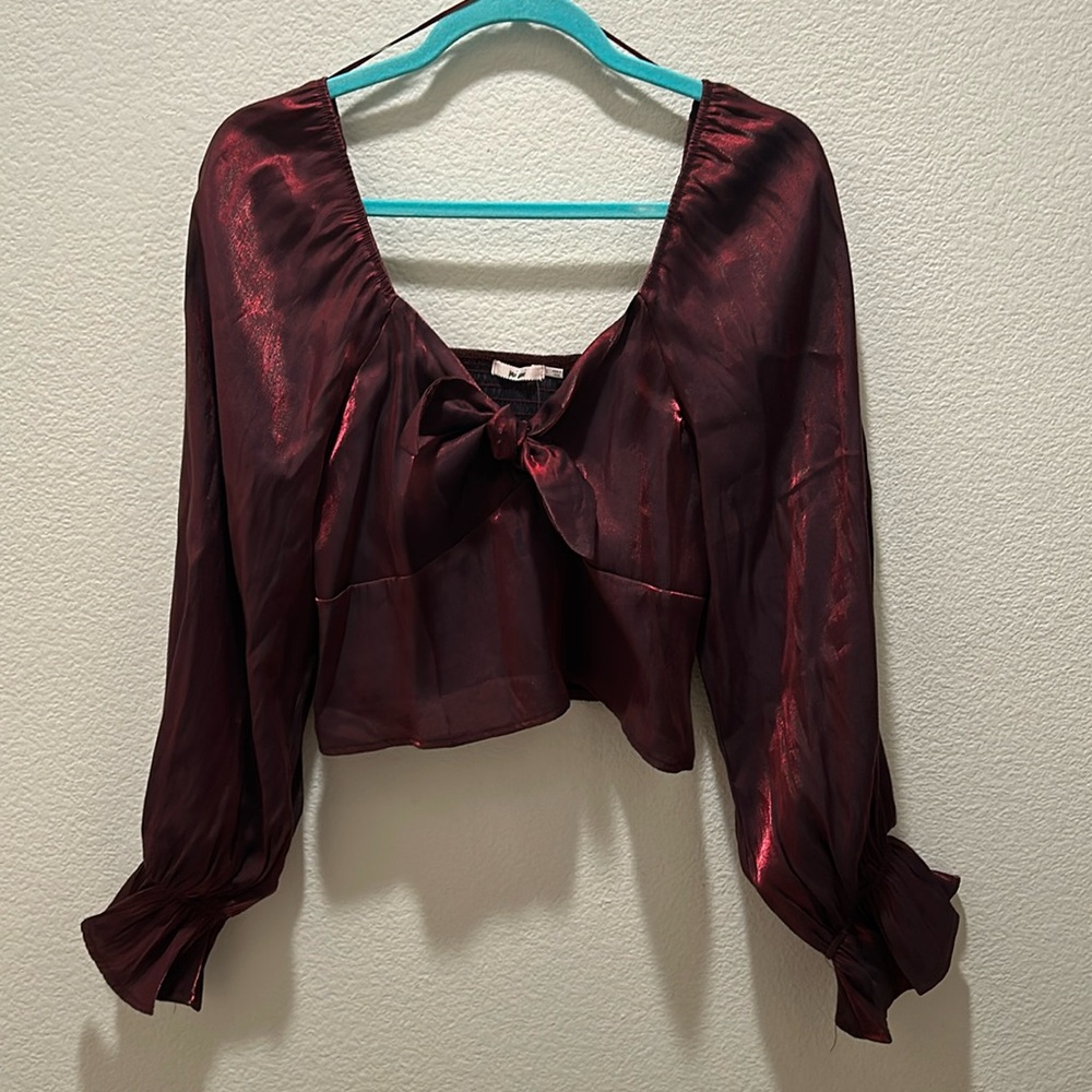 Mi Ami - maroon metallic blouse
